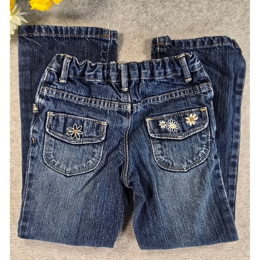 Genuine Kids by OshKosh Girls 5T Dark Wash Floral Embroidered Flare Jeans Target